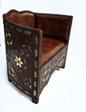 Vintage moorish royal leather & bone chair