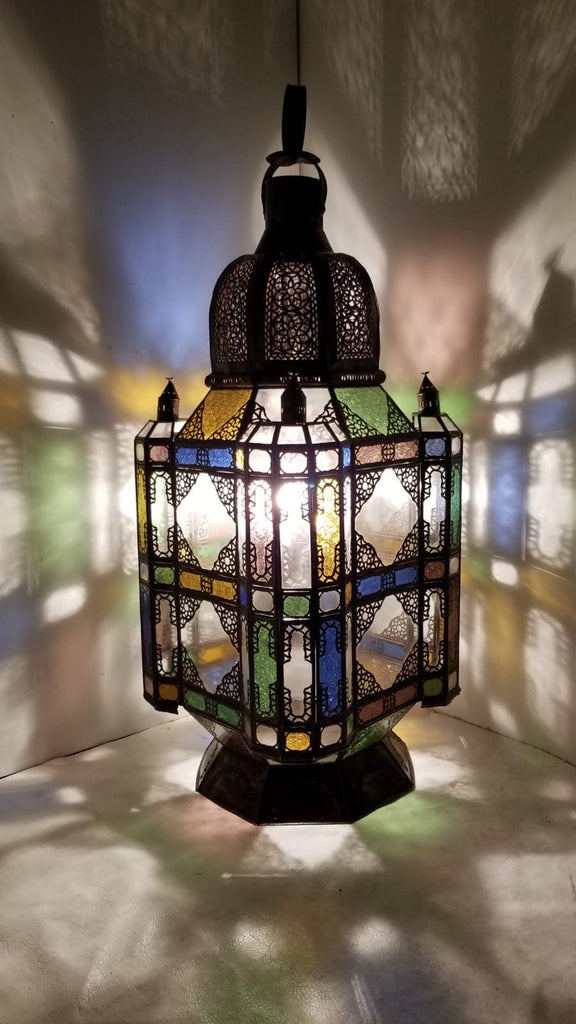 large Vintage rustic floor glass moroccan lamp