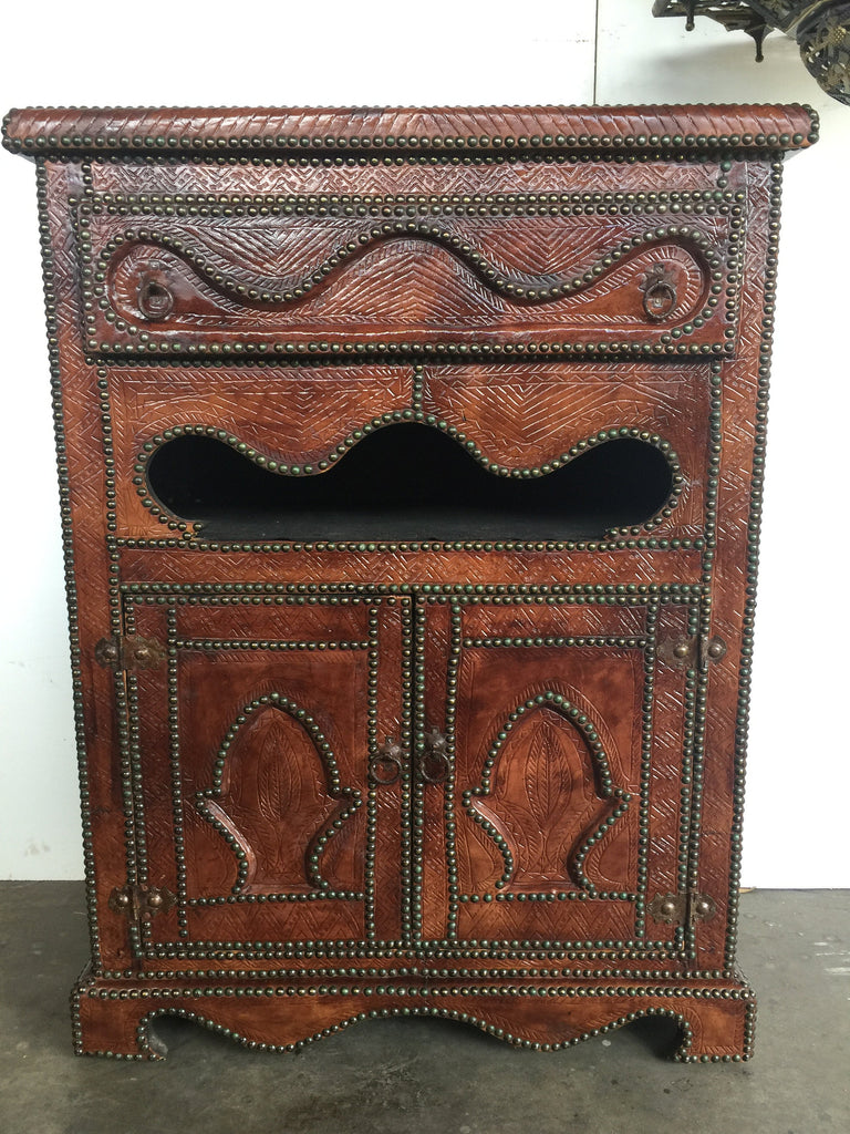 Moroccan leather cabinet