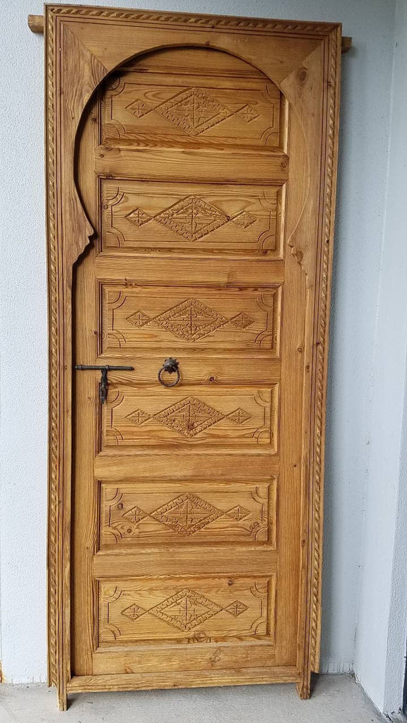 Handmade wooden carved Ethnic Berber vintage african door one of a kind old bedroom interior door moroccan wardrobe door