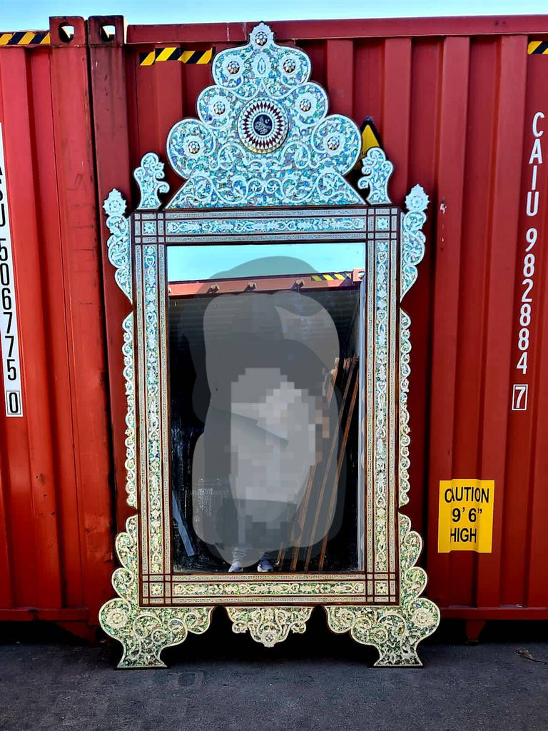 High end extra large vintage green abalone mother of pearl mirror