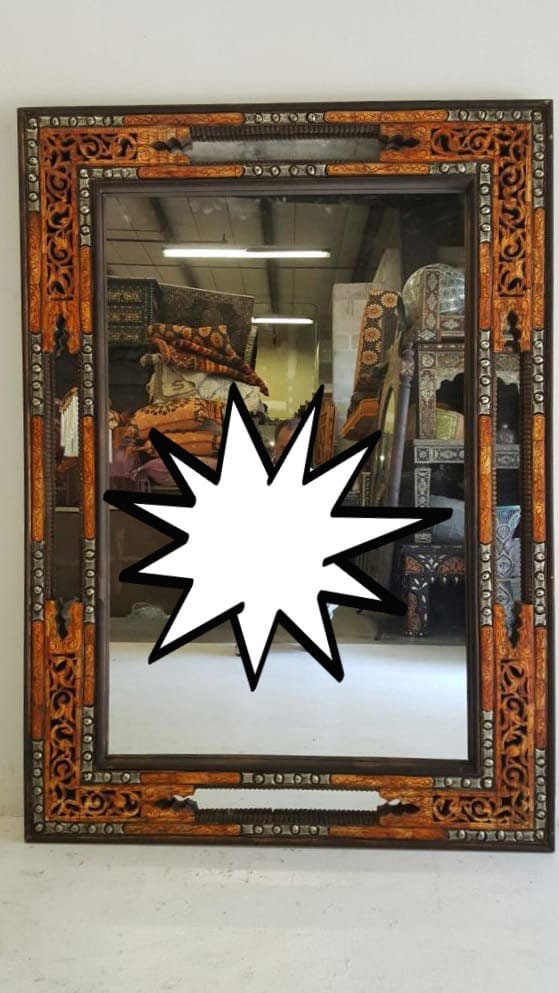 Exquisite living room vintage handmade inlay bone inlay bathroom mirror moroccan vintage mirror for bedroom or wall decoration