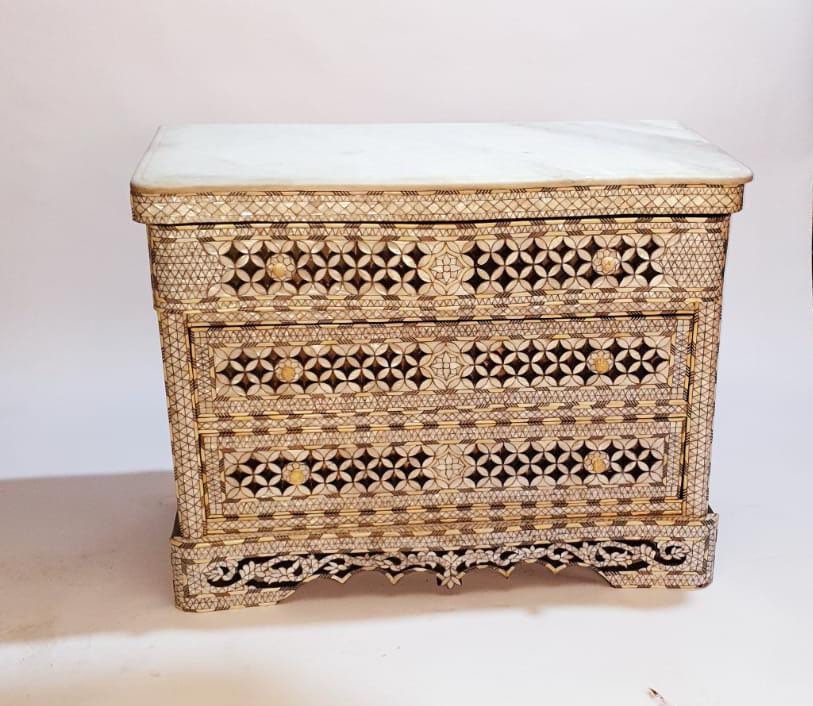 White shell syrian mother of pearl cabinet