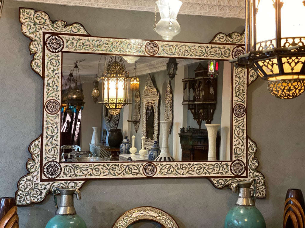 High end royal large vintage green abalone mother of pearl mirror