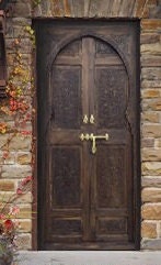High end Vintag Moorish double entry door panels handmade carving indoor outdoor moroccan bedroom wooden door with brass hardware
