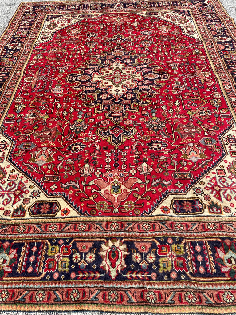 130” x 96” Vintage Persian carpet for living room or bedroom handwoven wool rug ethnic motifs and patterns great wool rug