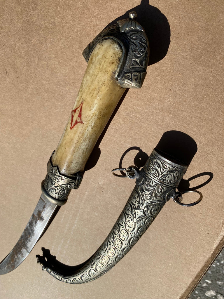 Arabian king Dagger, Knife, Sword,athame, antique collectibale tribal arabian chief gift, inlay camel bone and silver middle eastern jambiya