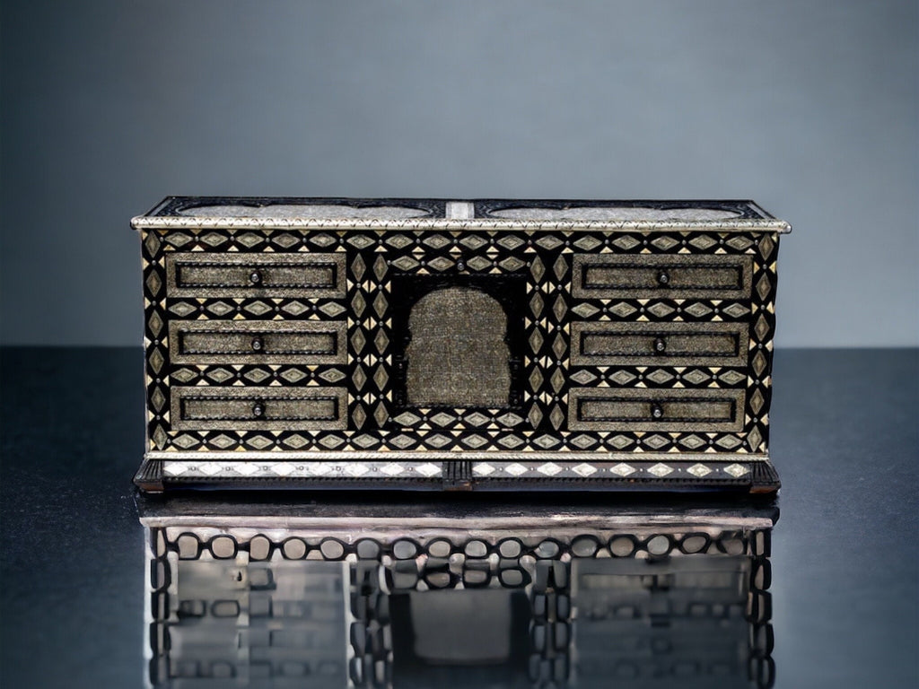 Eclectic Vintage Silver metal drawers white bone cabinet Moroccan buffet furniture bedroom living room a unique conversation piece