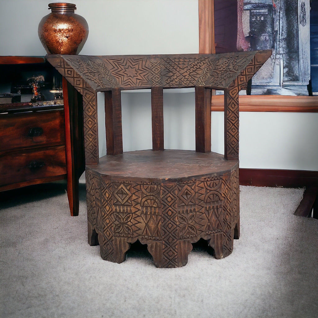 African vintage cedar and touareg nomad chair