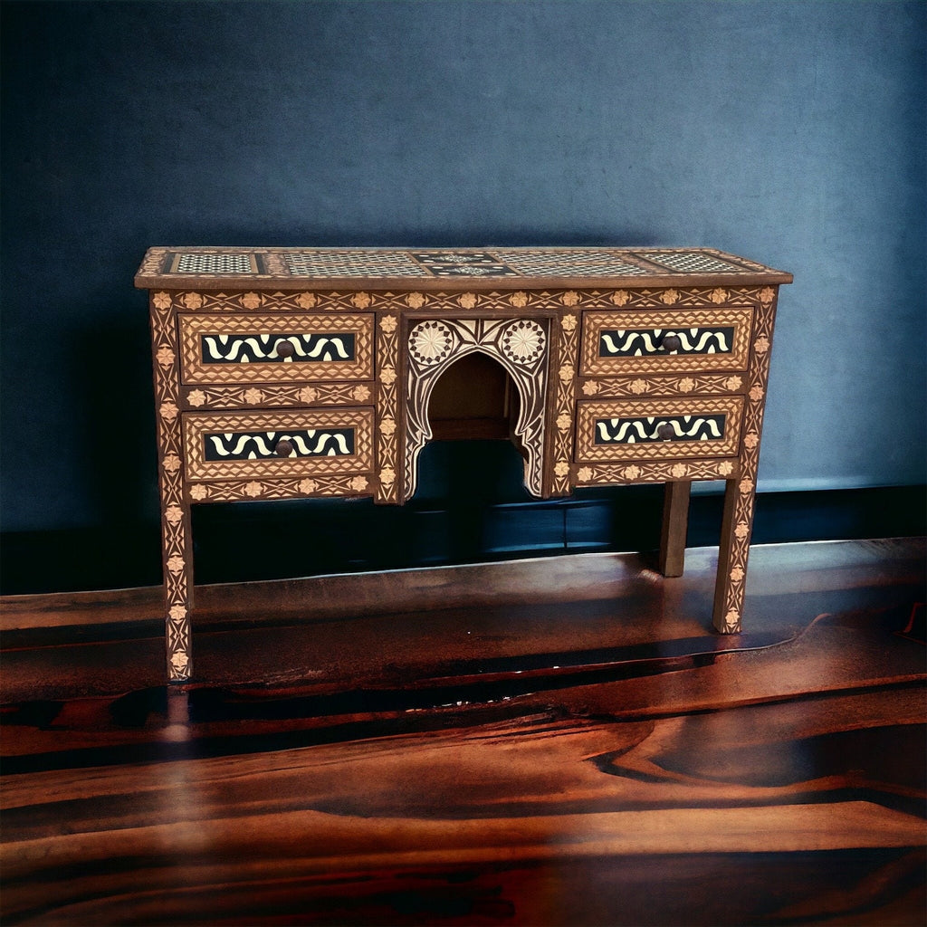 Unique carved wooden resin and bone desk