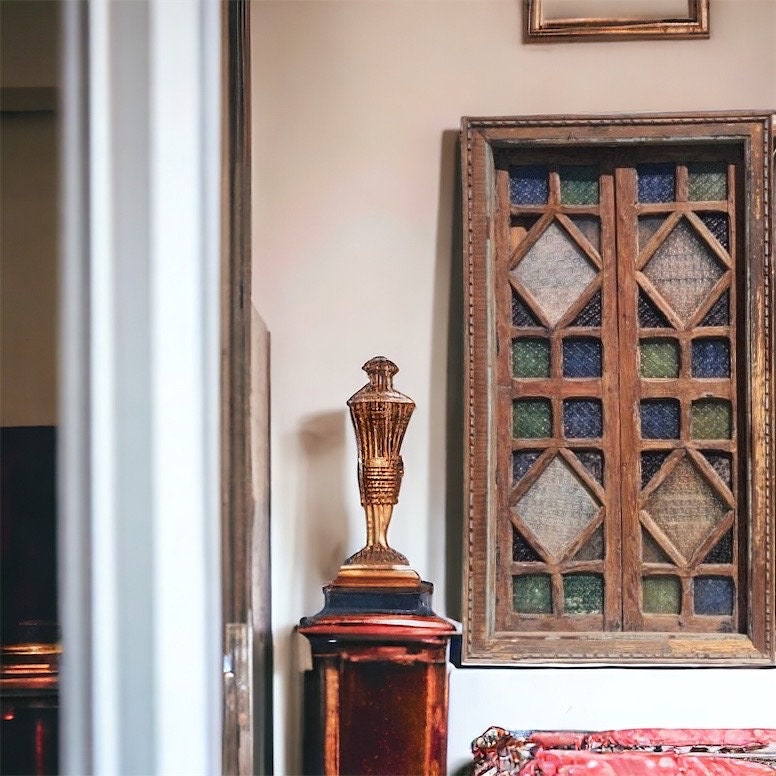 Two antique stained glass riad large windows