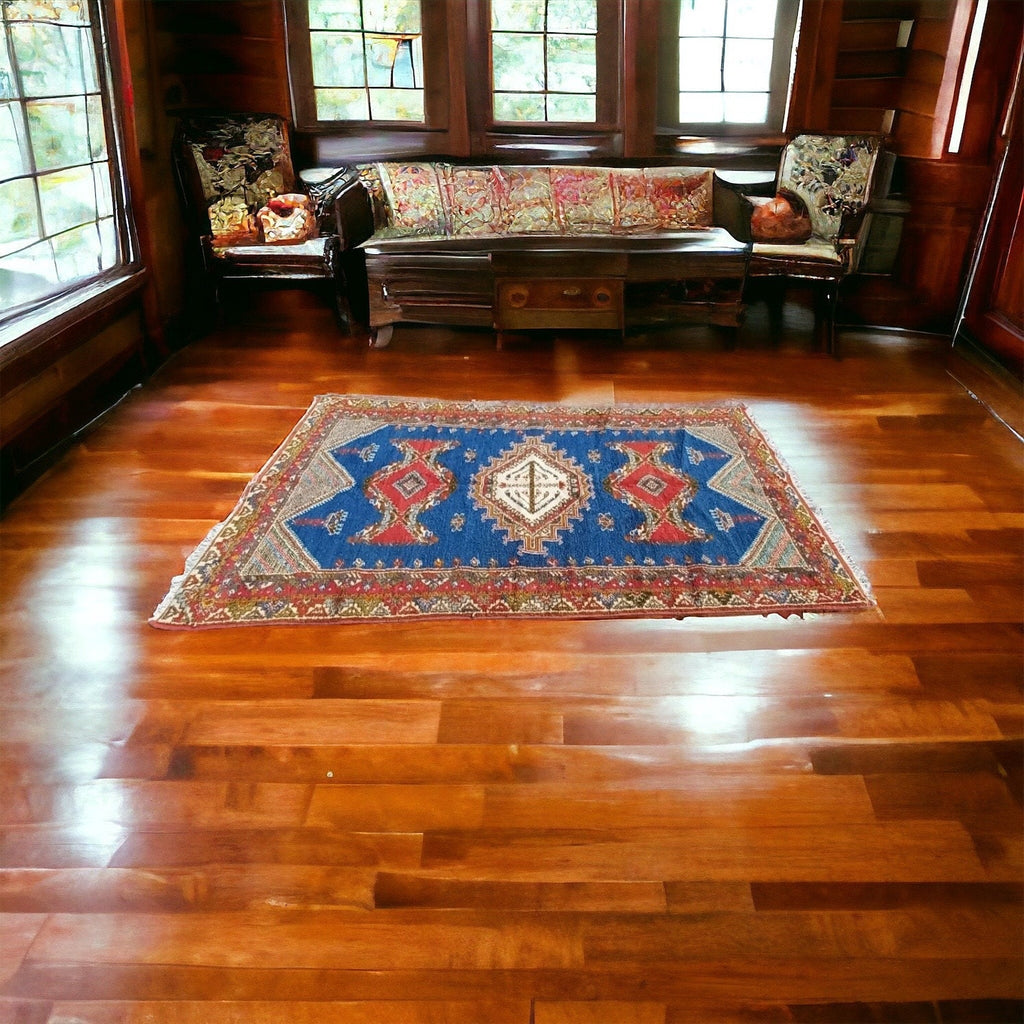 100” x 50” vintage rug handwoven moroccan carpet