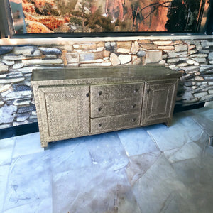 Long Tv cabinet Silver metal cabinet
