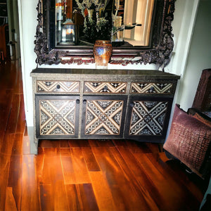 Marrakech Silver metal & bone drawers cabinet