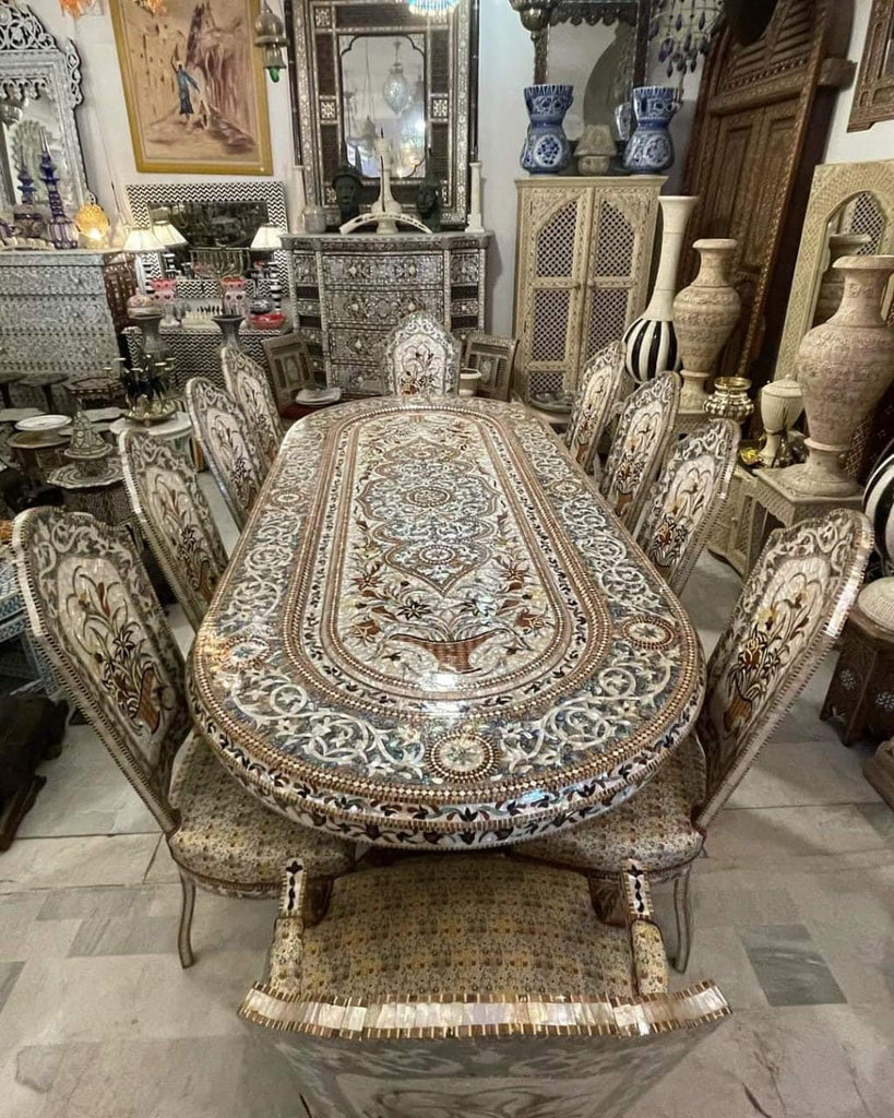 Royal abalone middle eastern mother of pearl dining room set