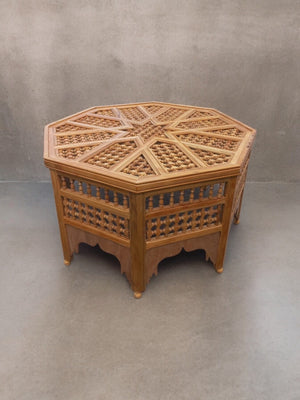 A moroccan wooden mousharabia lattice  artwork table for living room or bedroom handmade table moorish middle eastern old theme
