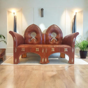 Unique moroccan leather bench