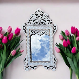 Syrian mother of pearl mirror Exquisite handmade inlay shell moroccan hanging wall decoration  vintage mirror for bedroom or bathroom