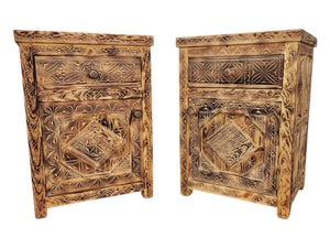 Two African hand carved nightstands moroccan bedroom furniture