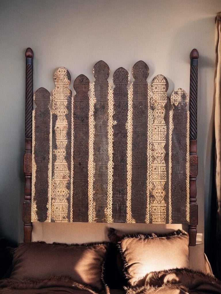 Unique African carved bed headboard bed Hand carved Moroccan berber bedroom furniture