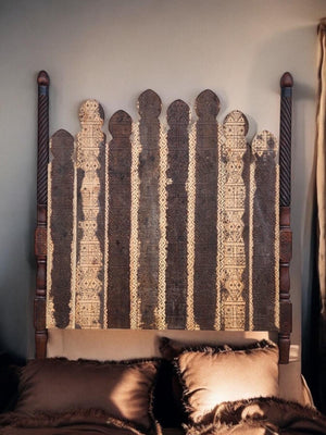 Unique African carved bed headboard bed Hand carved Moroccan berber bedroom furniture