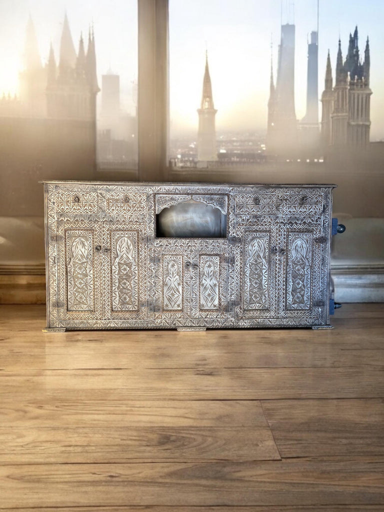 Unique and one of a kind carved wooden cabinet