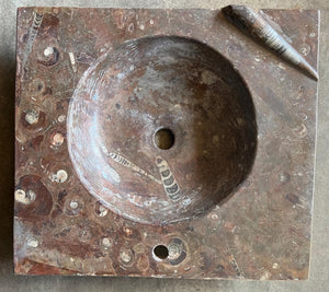 Old fossil marble sink moroccan sahara fossil vessel desert  unique fossil basin sink