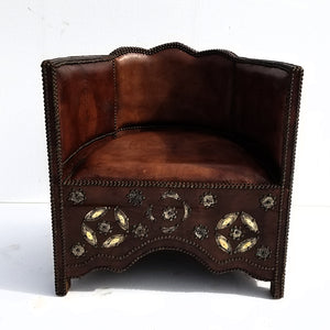 Vintage moorish royal leather & bone chair