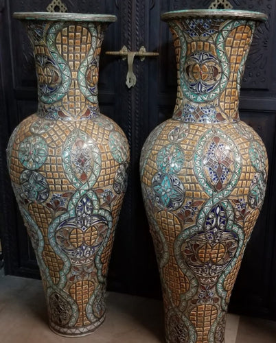 Extra large royal vintage inlay bone vases